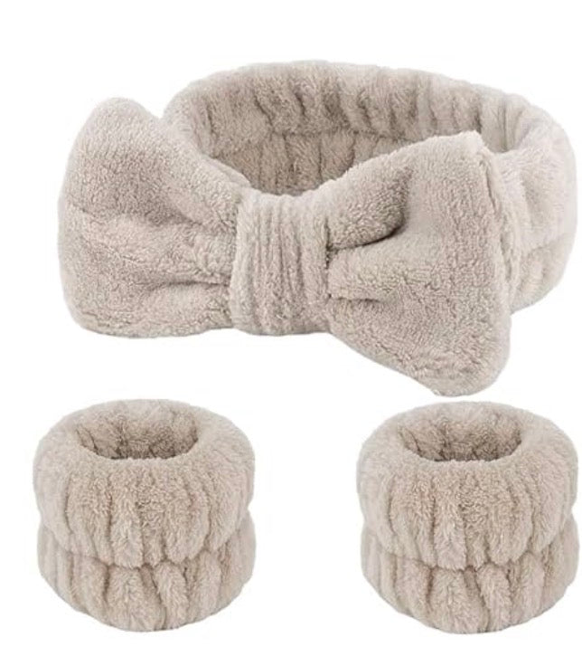 Plush Spa Headband & Wrist Cuff Set
