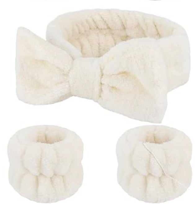 Plush Spa Headband & Wrist Cuff Set